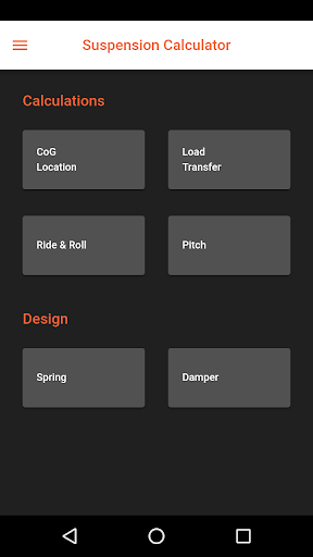 Android application Suspension Calculator screenshort