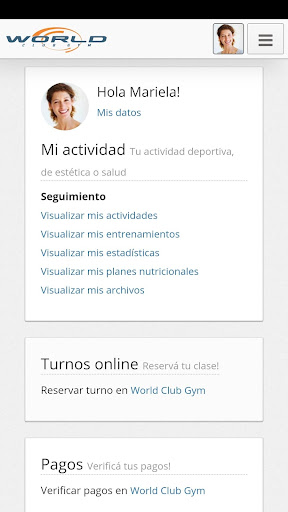 Android application World Club Gym screenshort