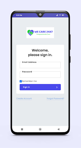 Android application We Care 24X7 screenshort