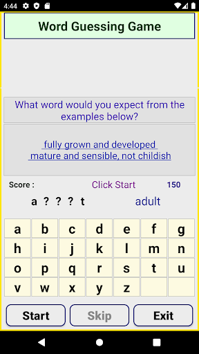 Android application Word Guessing Game screenshort