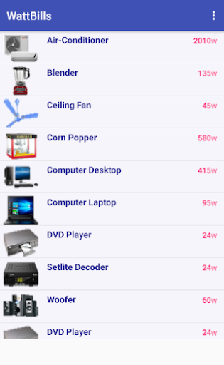Android application Wattbills screenshort