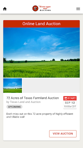 Android application Texas Land and Auction screenshort