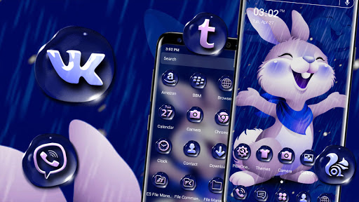 Android application Cute Rainy Rabbit Theme screenshort