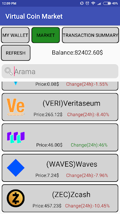 Virtual Coin Market - Screenshot 2