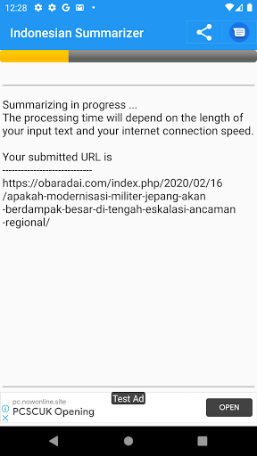 Indonesian Text Summarizer Screen 2