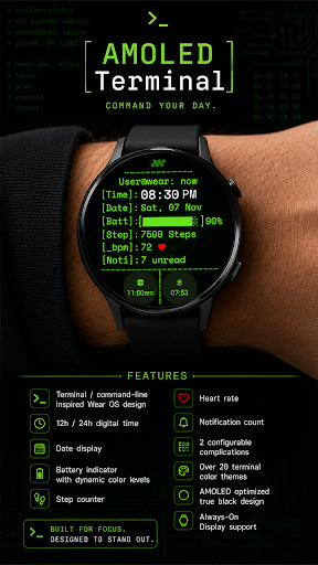 AMOLED Terminal Watch face screenshot 1