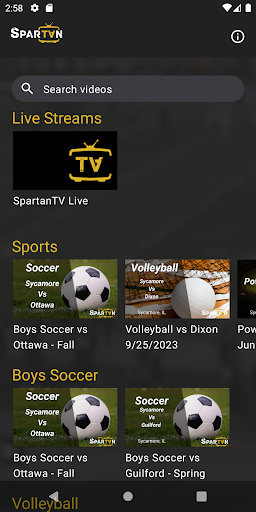 Android application Spartan TV screenshort