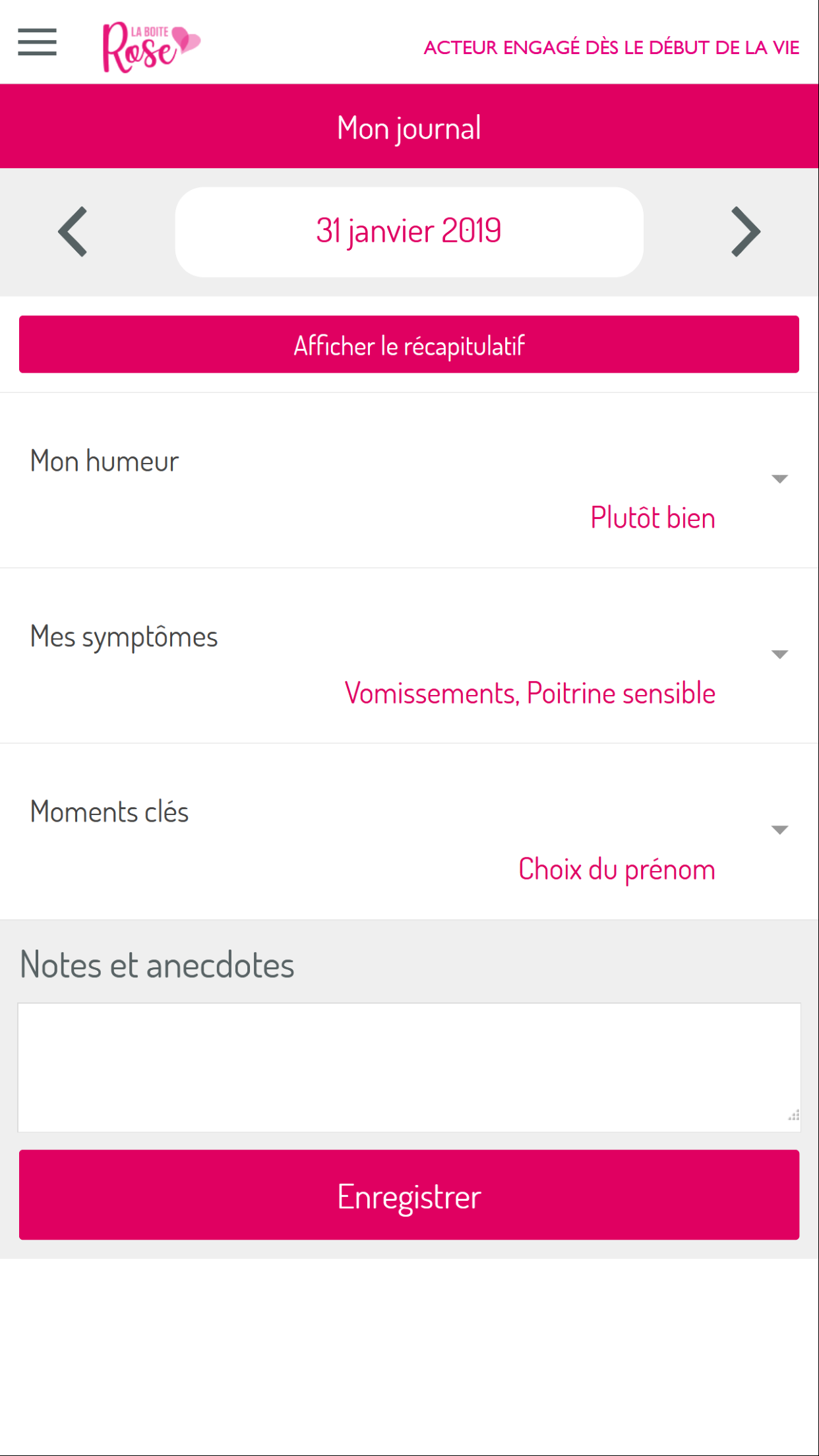 Android application La Boîte Rose, suivi grossesse & conseils experts screenshort