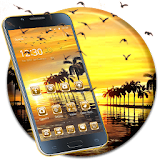 Coconut Palm Sunset Golden icon