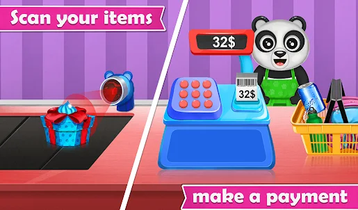 Panda-Supermarkt-Einkaufsspaß