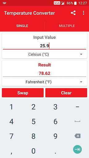 Android application Temperature Converter(8 units) screenshort