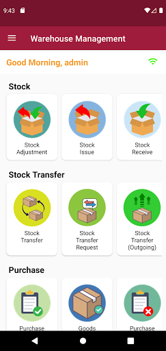 Android application Warehouse Management System screenshort