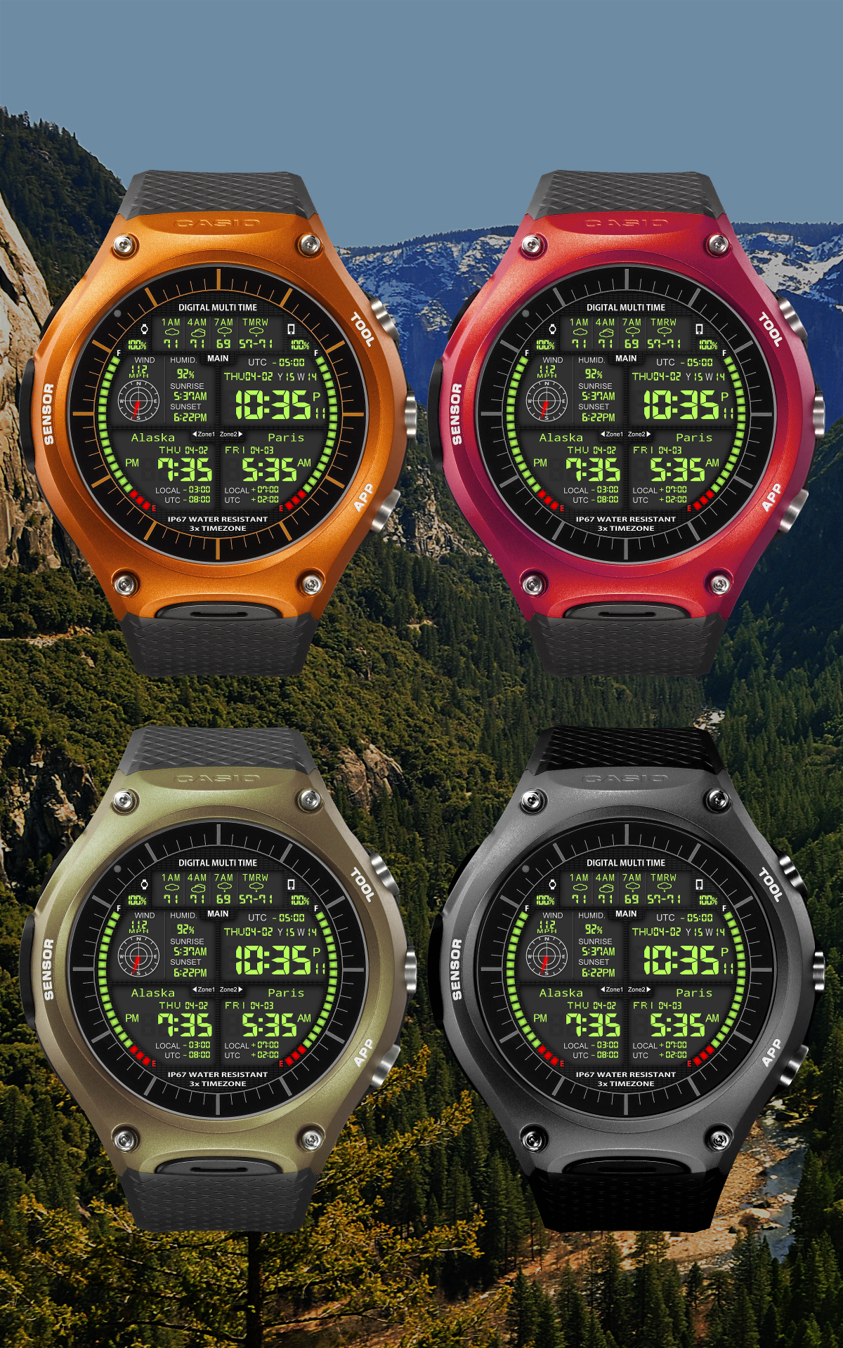 Android application 3 x World Clock Face for Android Wear Smart Watch screenshort