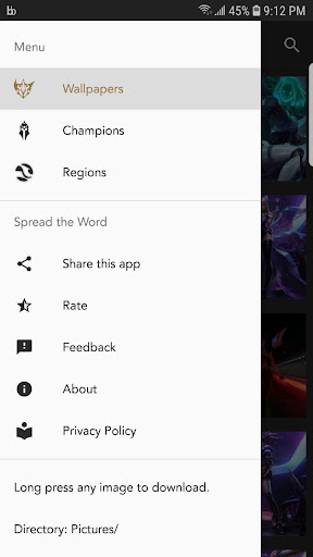Android application HD Wallpapers for League of Le screenshort