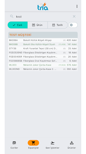 Tria Sipariş Yöneticisi Screen 2