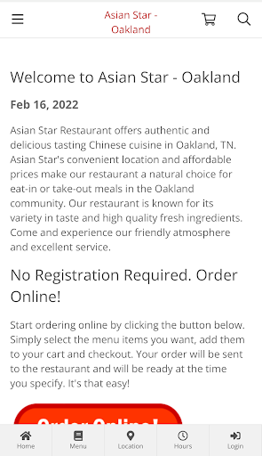 Android application Asian Star - Oakland screenshort