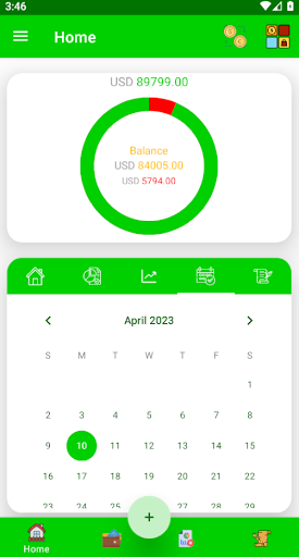 Accounting of expenses, income Screen 3