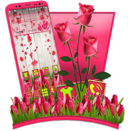 Pink Tulip Rose Launcher Theme  Icon