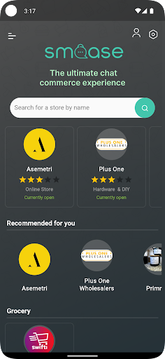 Android application Smoase : Chat commerce screenshort