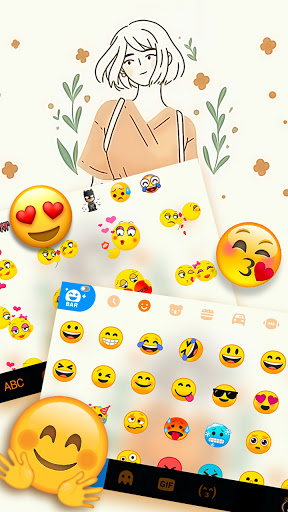 Sketch Shy Girl Keyboard Backg Screen 3