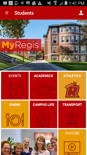 Android application MyRegis, the Regis College app screenshort