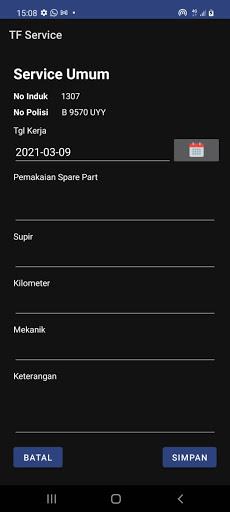 TFT Vehicle Maintenance System Screen 2