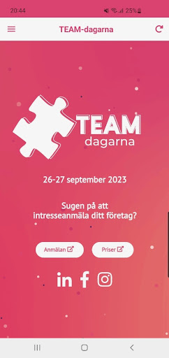 Android application TEAM-dagarna screenshort