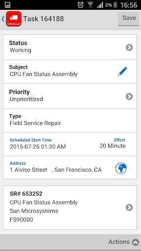 Oracle Mobile Field Service Screen 3