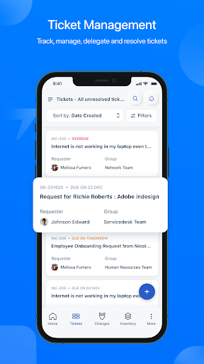 Android application Freshservice screenshort
