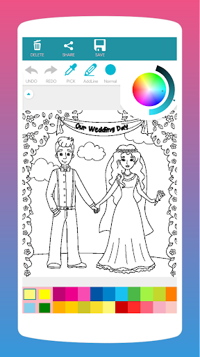 Bride and Groom Coloring Book Screen 3