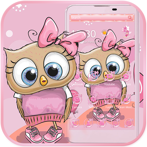 Cartoon Pink Bow Owl Theme