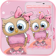 Cartoon Pink Bow Owl Theme 1.1.7 Icon