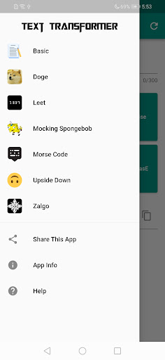 Android application Text Transformer screenshort
