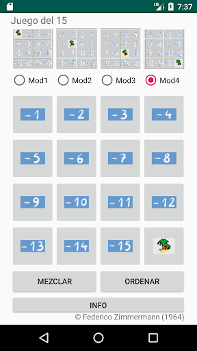 Android application Juego del 15 screenshort