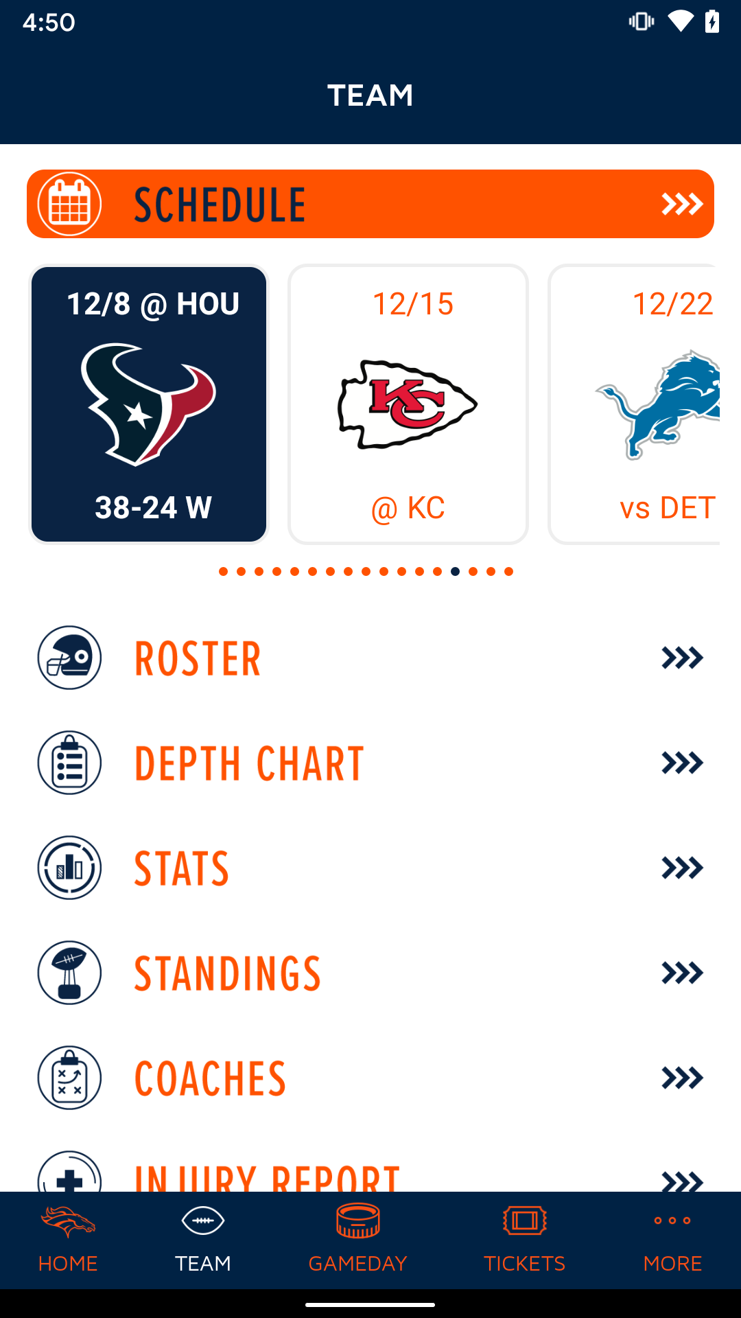 Android application Denver Broncos 365 screenshort