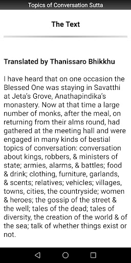 Topics of Conversation Sutta Screen 2