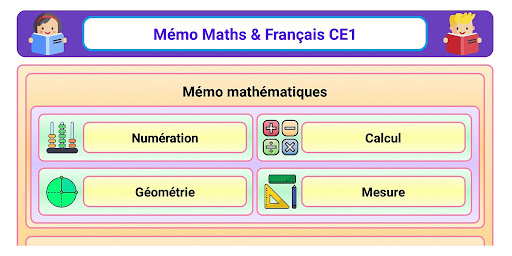 Android application Mémo Maths & Fr CE1 screenshort