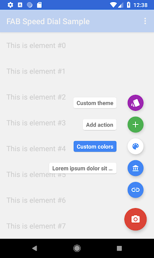 Android application FAB Speed Dial Sample screenshort