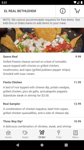Android application El Real Mexican Grill screenshort