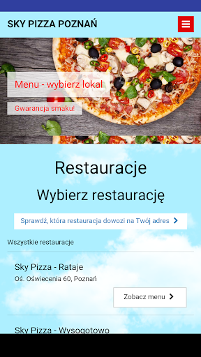 Android application Sky Pizza screenshort