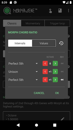 Morphagene options Screen 3