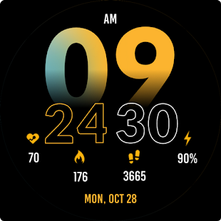 Digital Yellow Watch Face Screenshot