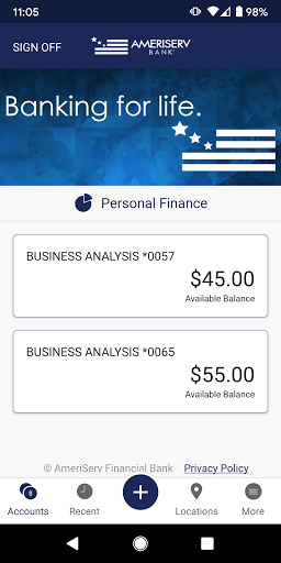AmeriServ Banking Screen 2