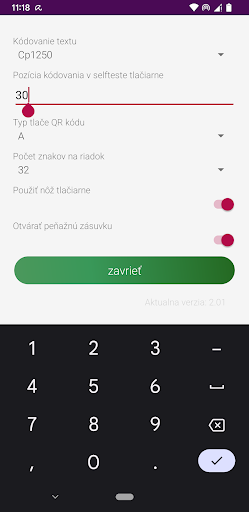 Android application ExVan2 pre tlač z VRP 2 screenshort