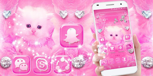 Cute Pink Cat Launcher Theme Screen 2