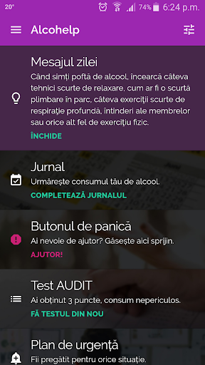 Android application ALCOHELP screenshort