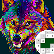 Wolf Pixel Coloring Number Art