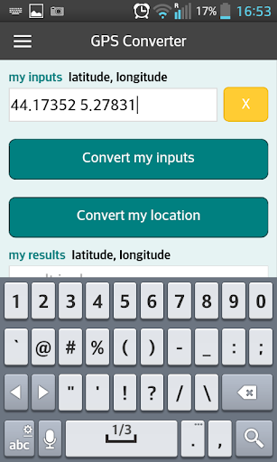 GPS coordinates converter Screen 3