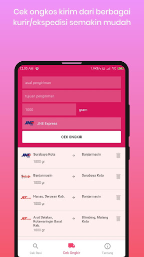 Cek Resi dan Ongkos Kirim Screen 2