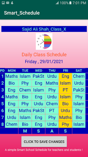 School Schedule Screen 2